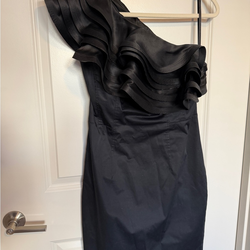 Ted Baker Black One-Shoulder Ruffle Dress